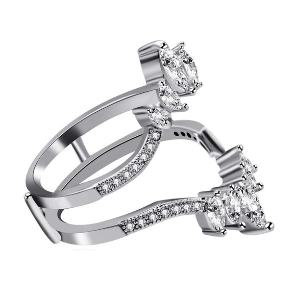 💎NEW Sterling Silver V Shaped Marquise Diamond Ring Enhancer - Picture 2 of 6